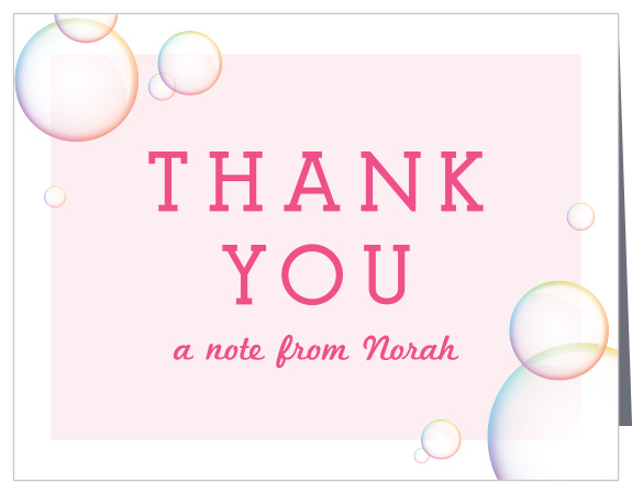 Thank your friends and family for POP-ping by your party by sending out our Rainbow Bubbles Children's Birthday Party Thank You Cards!