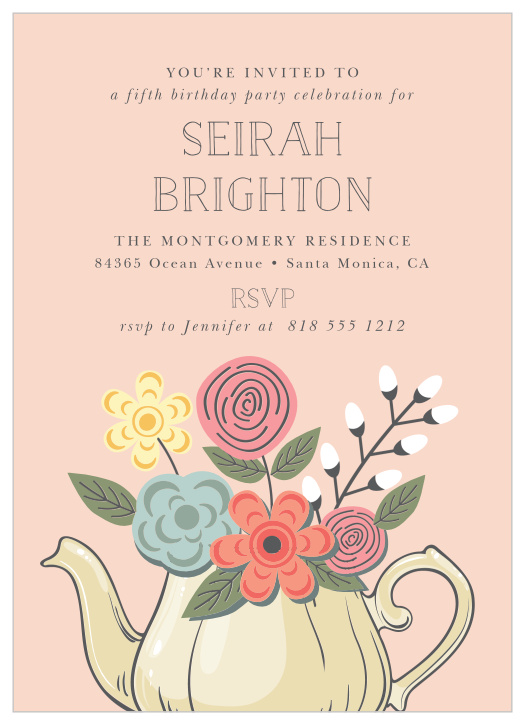 Bring close friends and family together for a day of class and sophistication with our Tea Time Florals Birthday Invitations