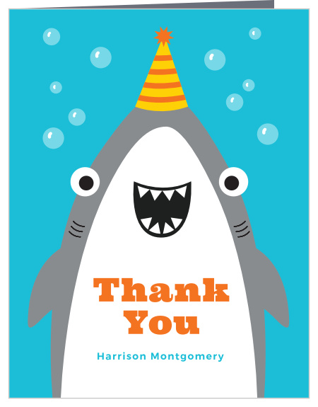 Thank your guests for a swimmingly good time with our Shark Party Children's Birthday Party Thank You Cards.