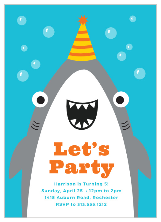 Get ready for a swimmingly fun time with our Shark Party Children's Birthday Party Invitations.