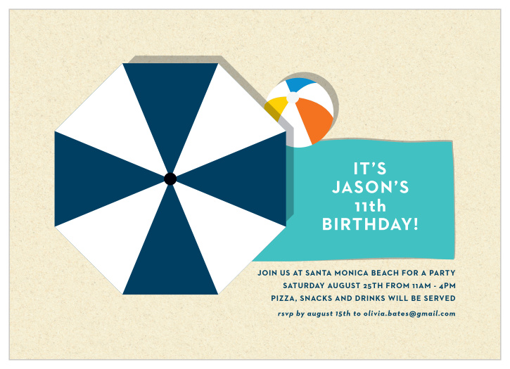 Get ready for a splash of a party with our Beach Time Children's Birthday Party Invitations. 