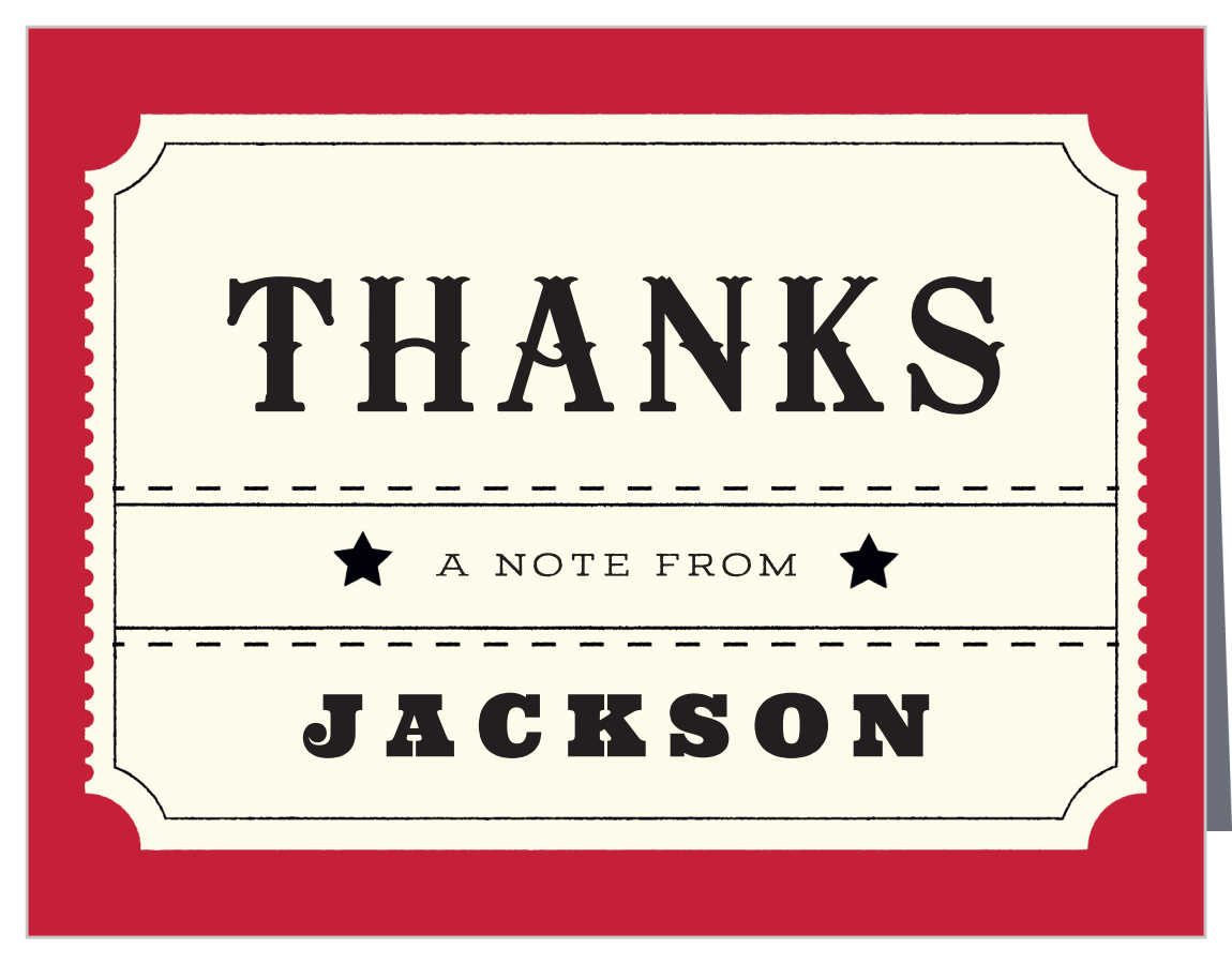 Admit One Children's Birthday Thank You Cards