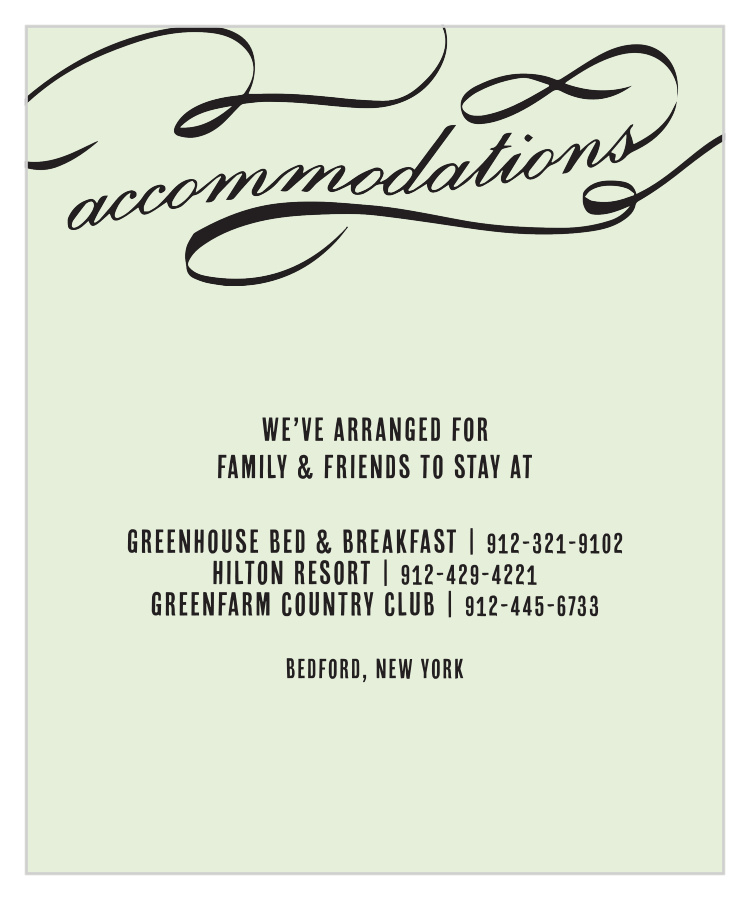 Flourish Names Accommodation Cards