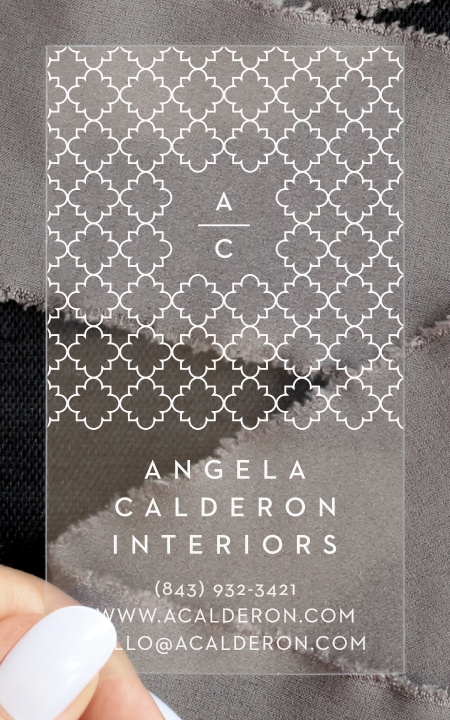 Lattice Pattern Clear Business Cards