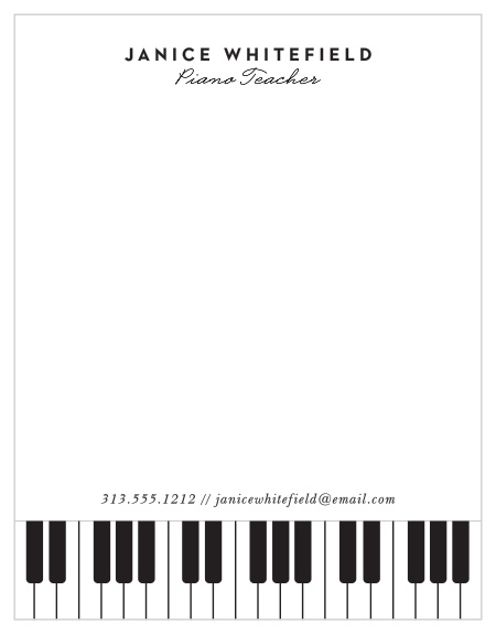 Choose our Piano Teacher Business Stationery for all of your piano teaching needs!