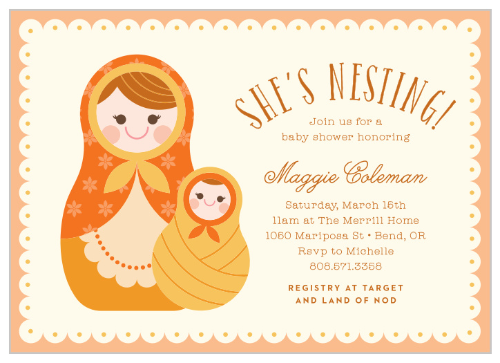 Customize and personalize this elegant and adorable baby shower invitation. Change the colors and fonts and view it in our instant online preview.