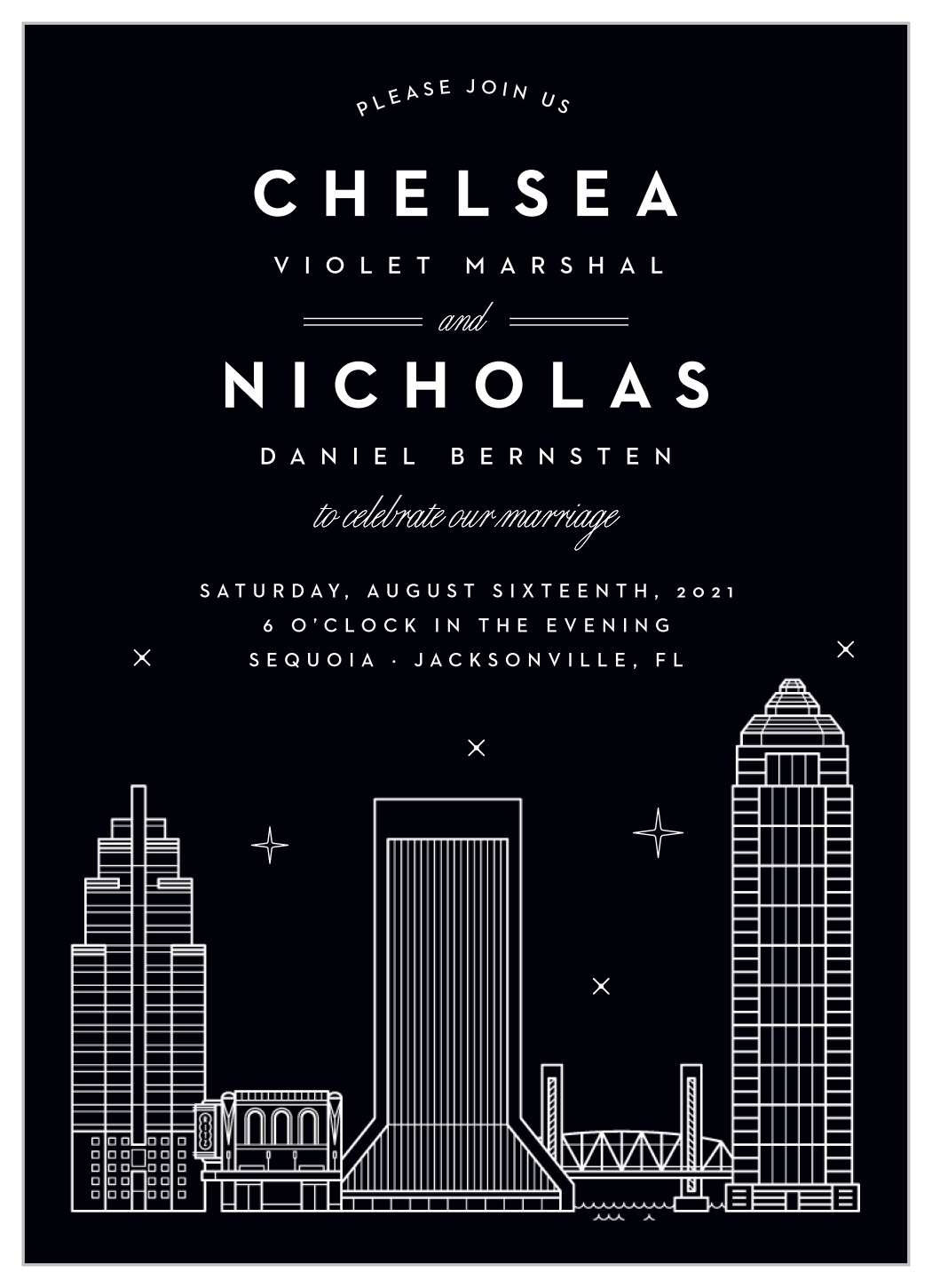 Jacksonville Skyline Wedding Invitations
