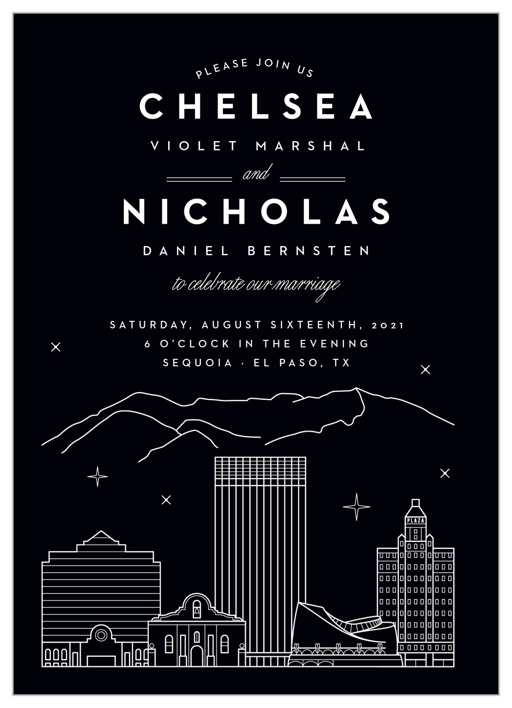 El Paso Skyline Wedding Invitations