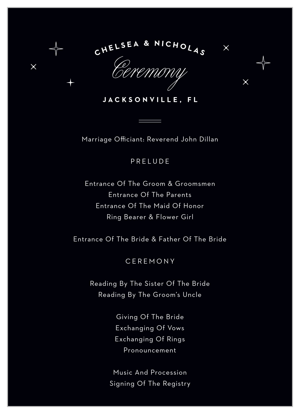 Jacksonville Skyline Wedding Programs