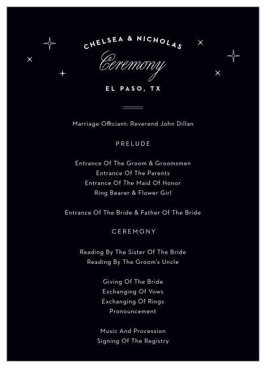 El Paso Skyline Wedding Programs