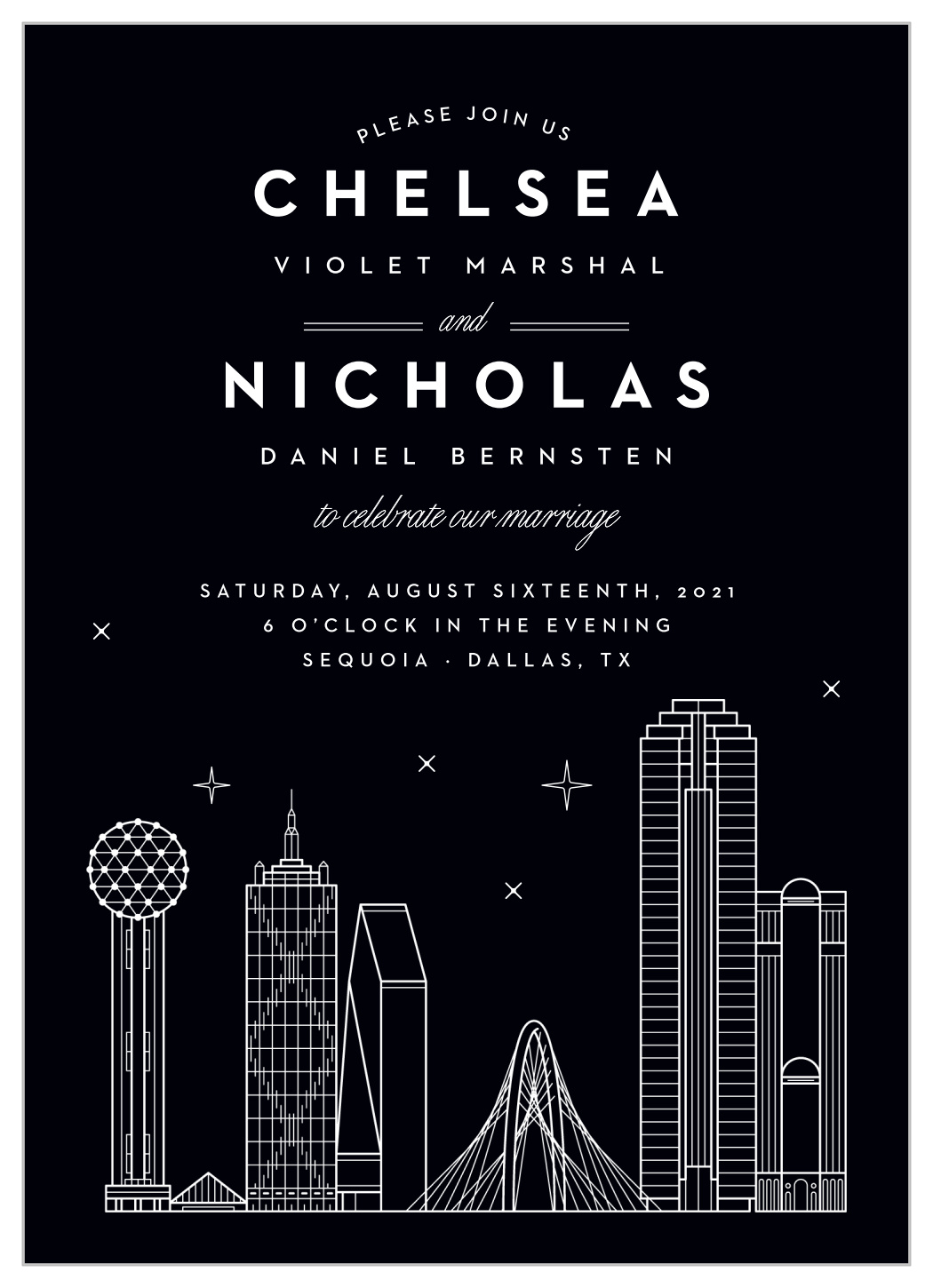 Dallas Skyline Wedding Invitations