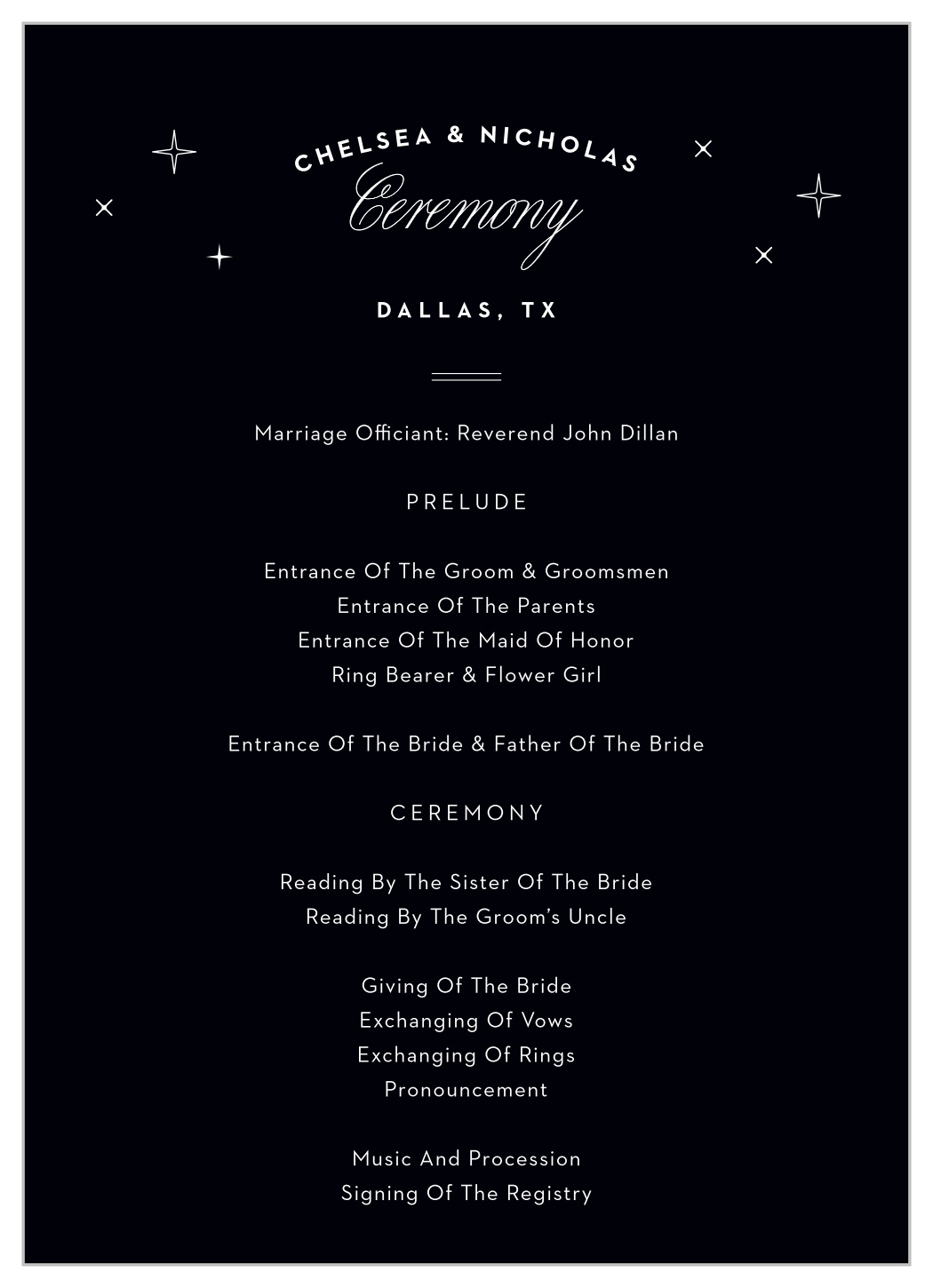 Dallas Skyline Wedding Programs