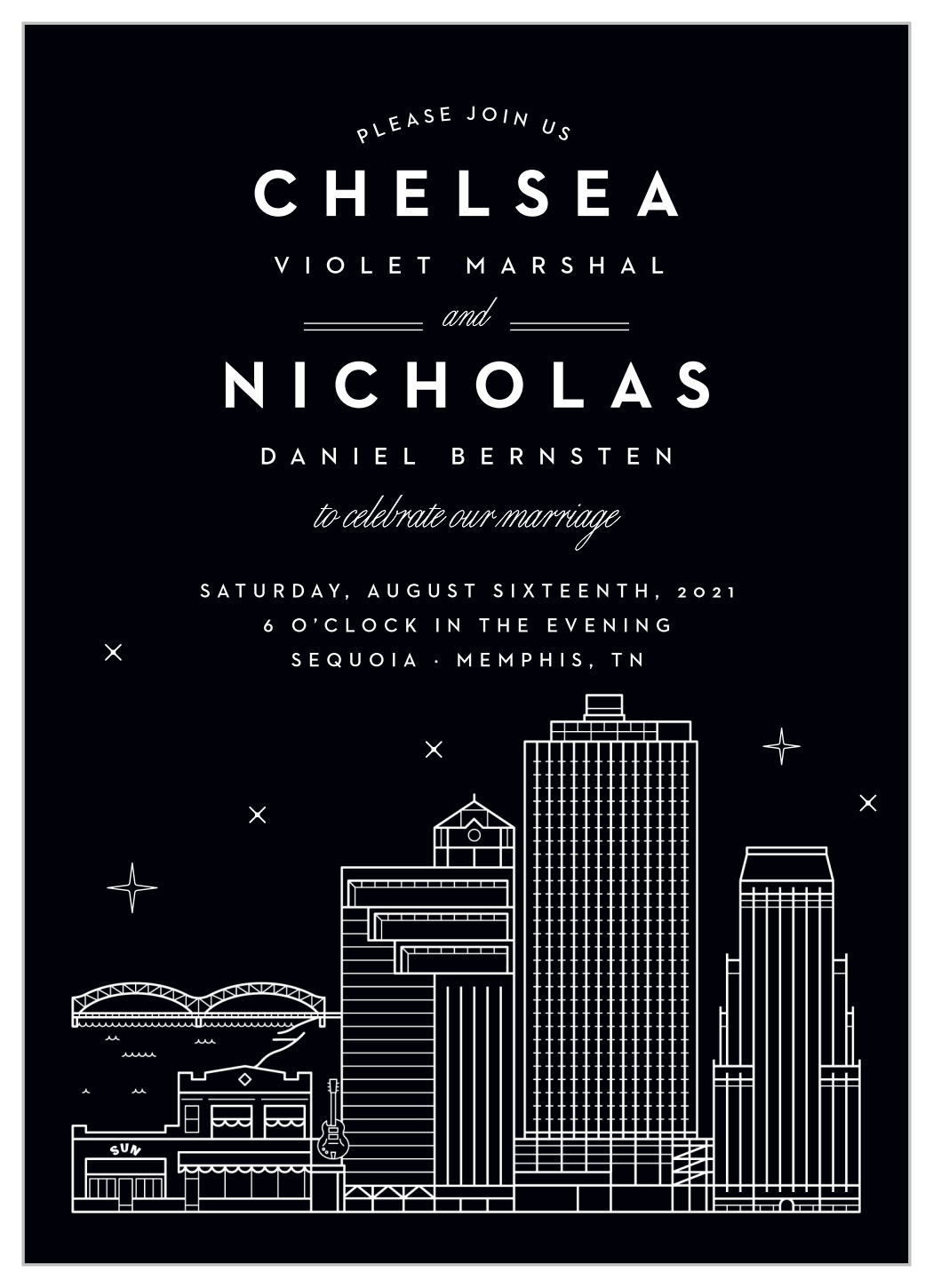 Memphis Skyline Wedding Invitations