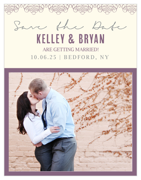 Our Elegant Borders Save the Date Card is modern and elegant! With this trending design, you can change all the colors in order to match your wedding scheme. Personalize the card and see your modifications instantly!