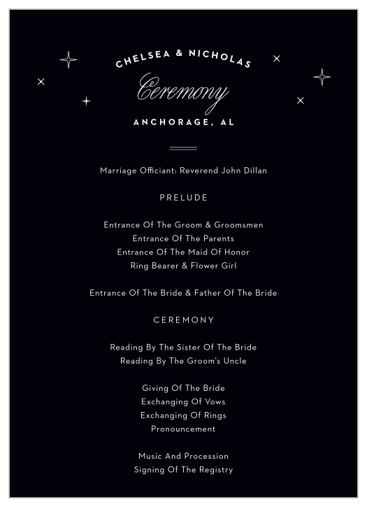 Our Anchorage Skyline Wedding Programs are the perfect way to keep your wedding ceremony organized and easy to follow for your guests!