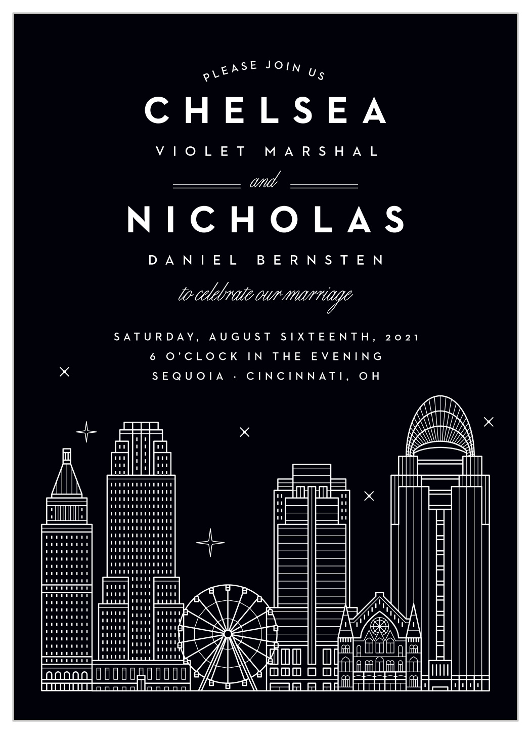 Cincinnati Skyline Wedding Invitations