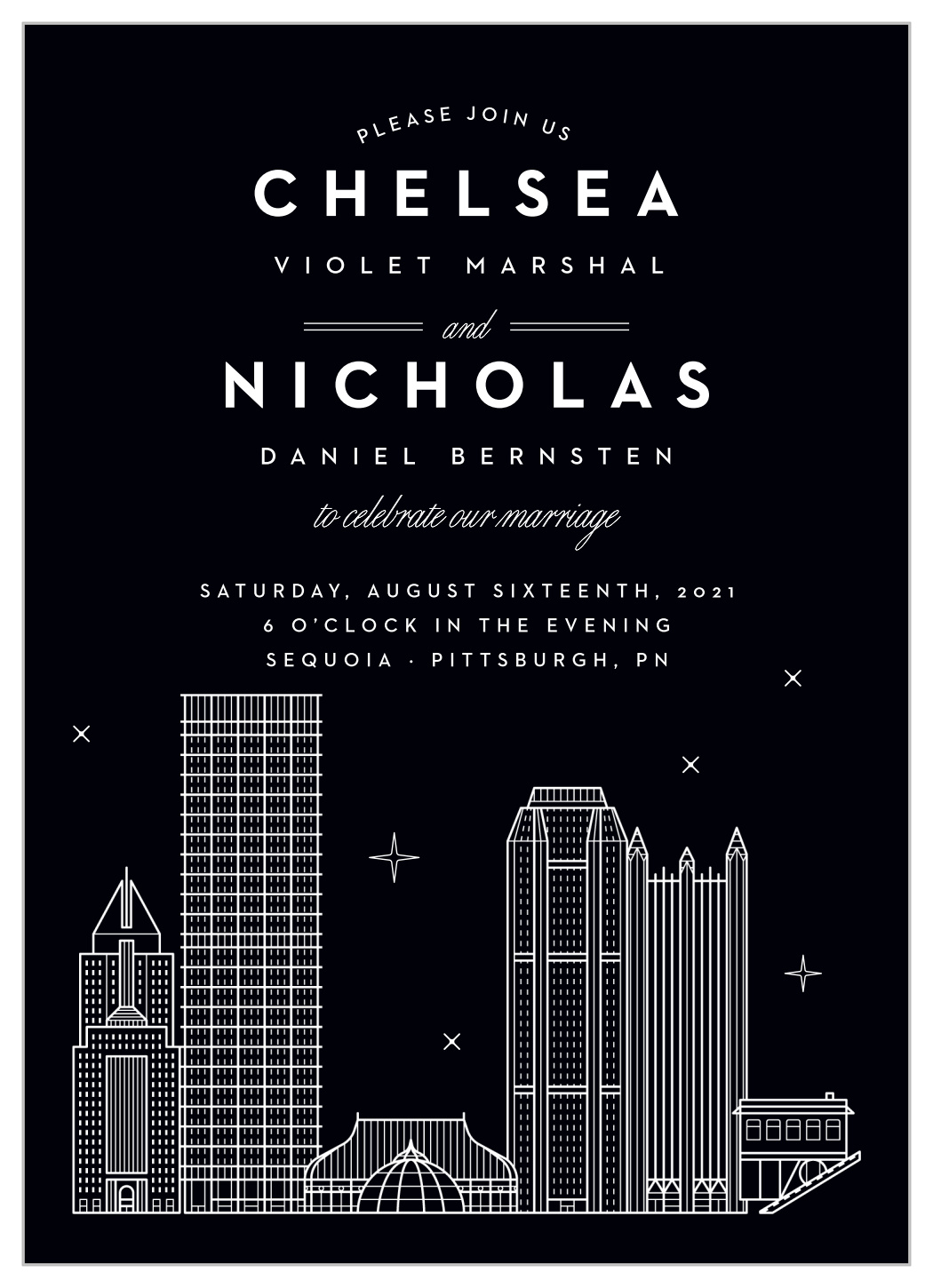 Pittsburgh Skyline Wedding Invitations