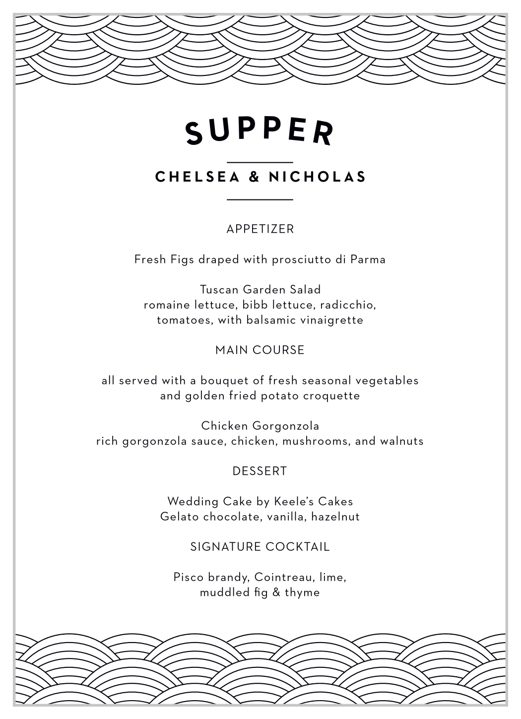 Pittsburgh Skyline Wedding Menus