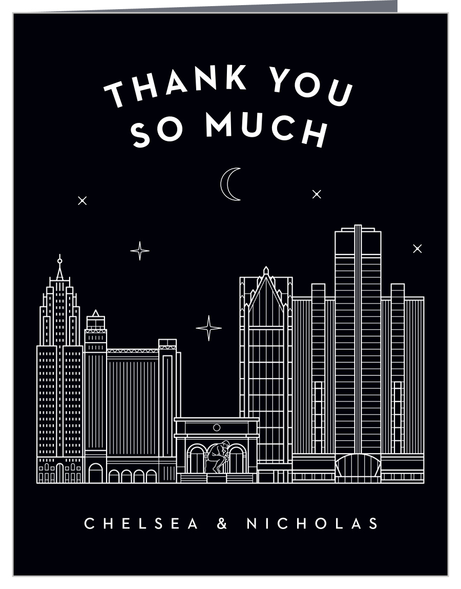Detroit Skyline Wedding Thank You Cards
