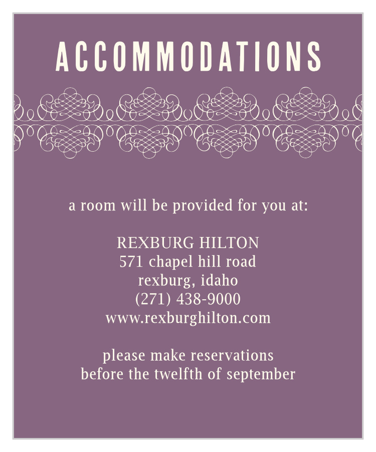 Elegant Borders Accommodation Cards