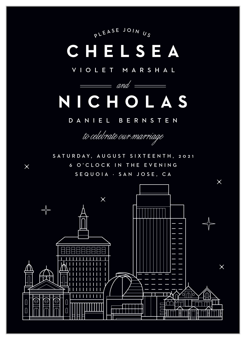 San Jose Skyline Wedding Invitations