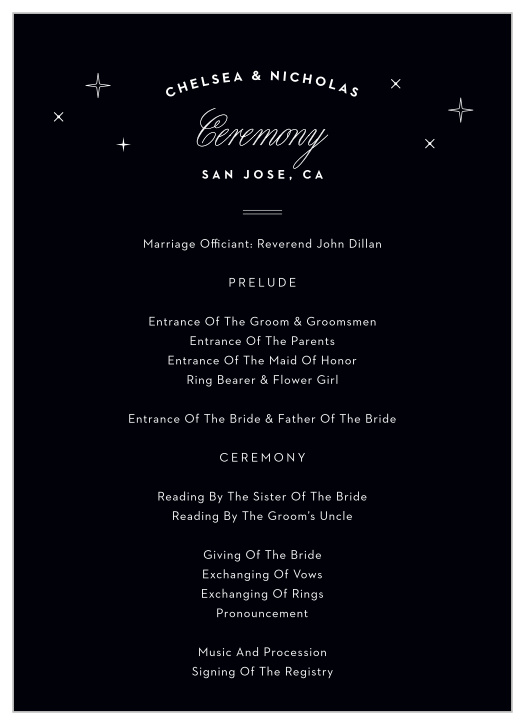 San Jose Skyline Wedding Programs