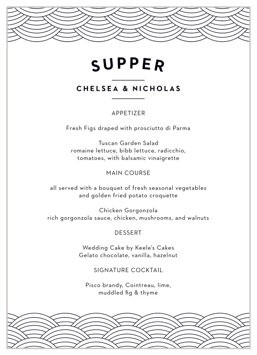 Fort Worth Skyline Wedding Menus