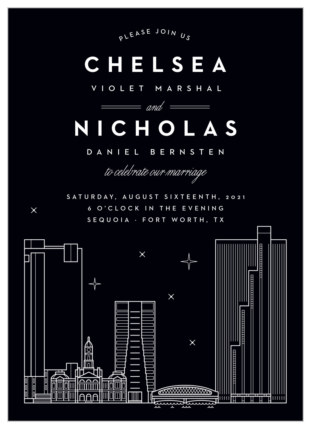 Fort Worth Skyline Wedding Invitations