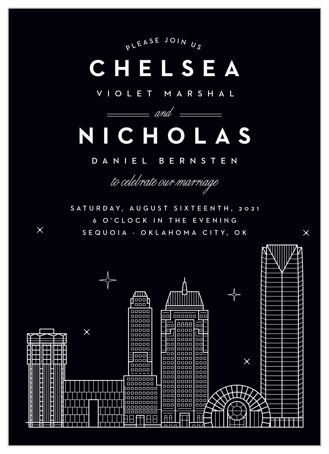 Oklahoma City Skyline Wedding Invitations