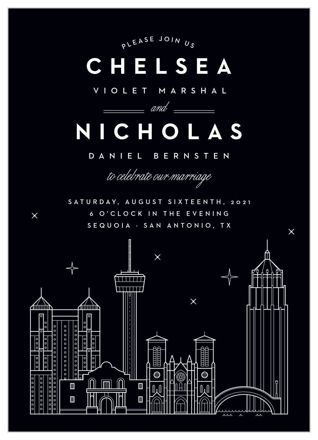San Antonio Skyline Wedding Invitations