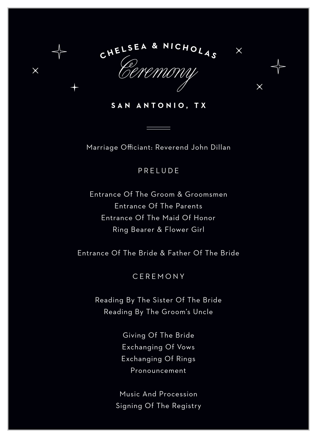 San Antonio Skyline Wedding Programs