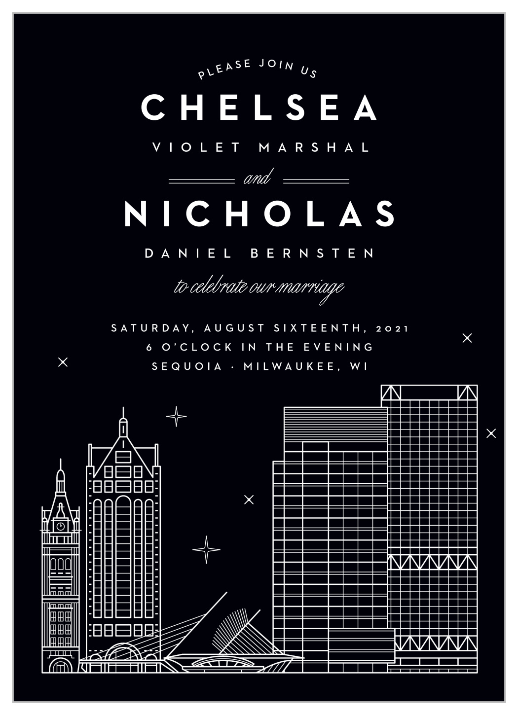 Milwaukee Skyline Wedding Invitations
