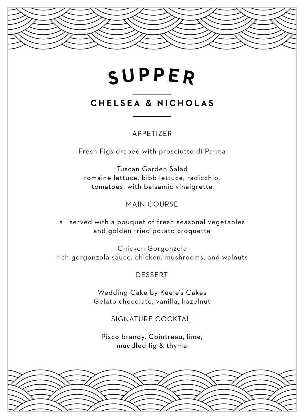 Milwaukee Skyline Wedding Menus