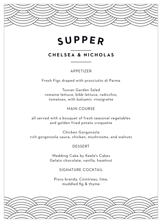 Milwaukee Skyline Wedding Menus