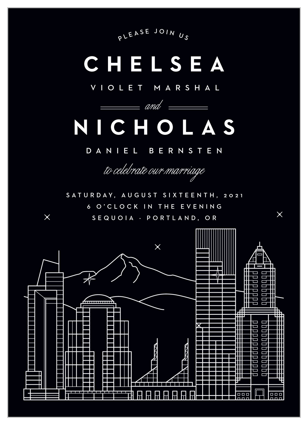Portland Skyline Wedding Invitations