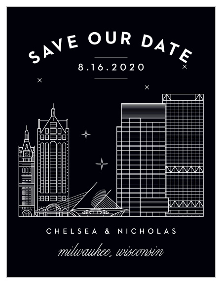 Give an unforgettable reminder with the Milwaukee Skyline Save-the-Date Magnets! 