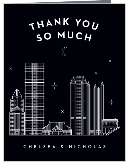 Our Pittsburgh Skyline Wedding Thank You Card is the perfect way to show your appreciation for the support of your friends and family! 