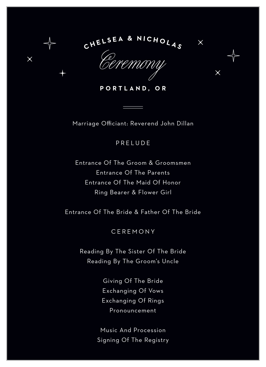 Portland Skyline Wedding Programs