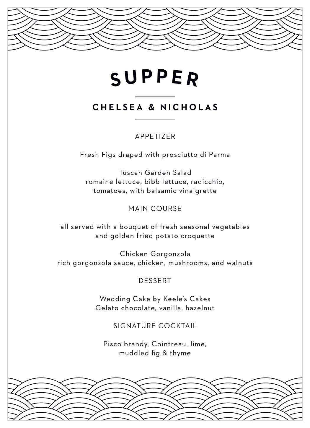 Portland Skyline Wedding Menus