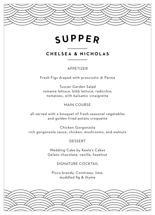Portland Skyline Wedding Menus
