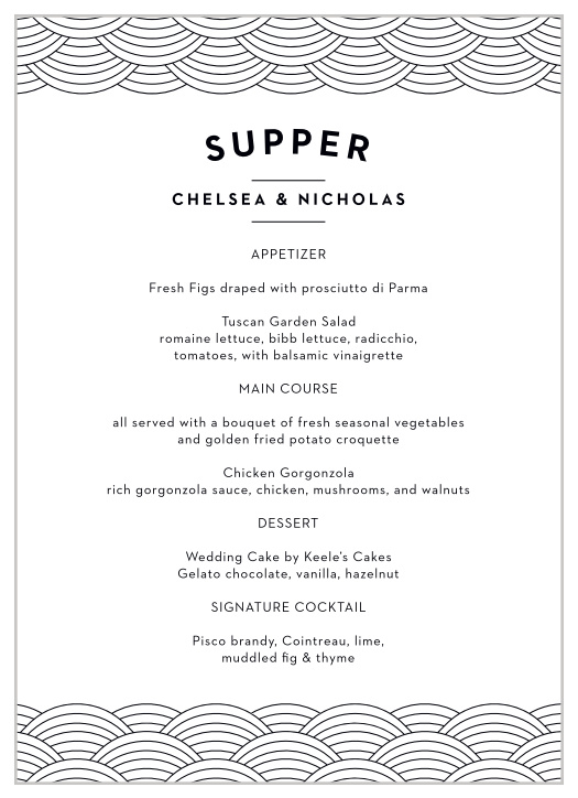 Columbus Skyline Wedding Menus