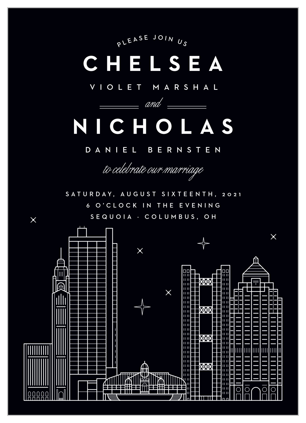 Columbus Skyline Wedding Invitations