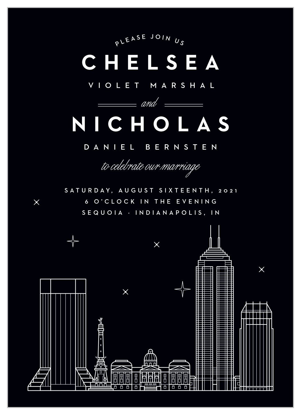 Indianapolis Skyline Wedding Invitations