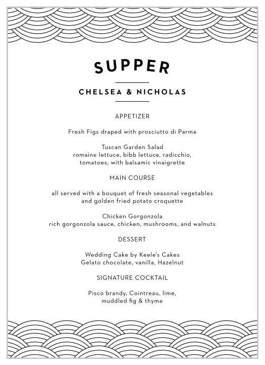 Indianapolis Skyline Wedding Menus