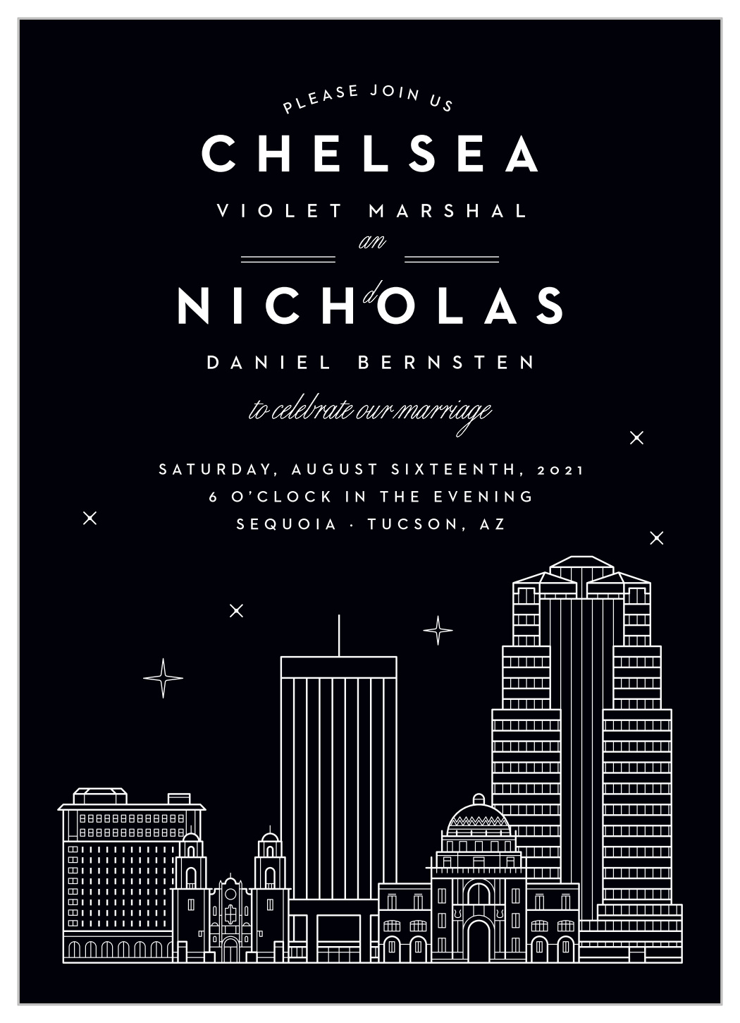 Tucson Skyline Wedding Invitations