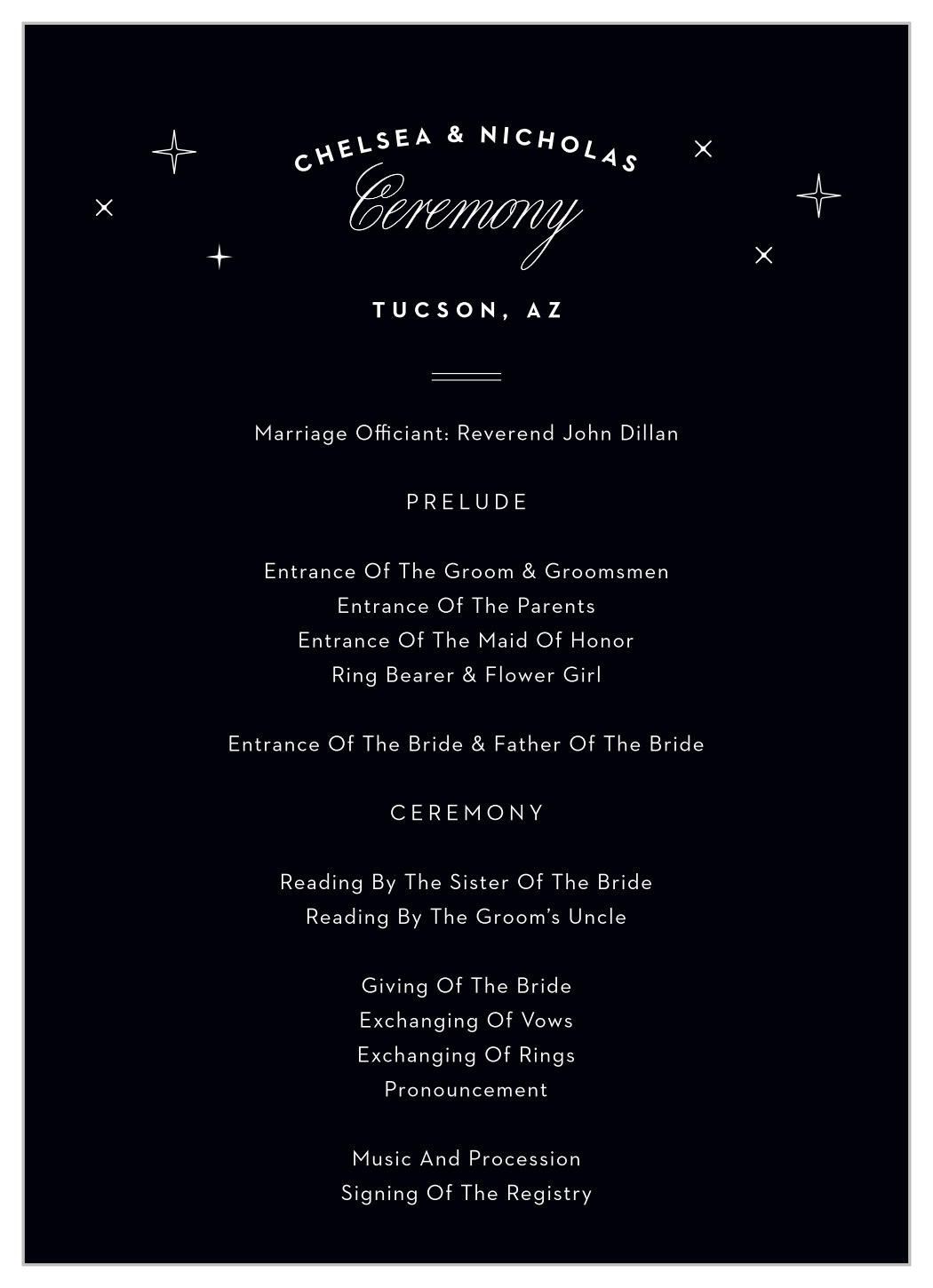 Tucson Skyline Wedding Programs