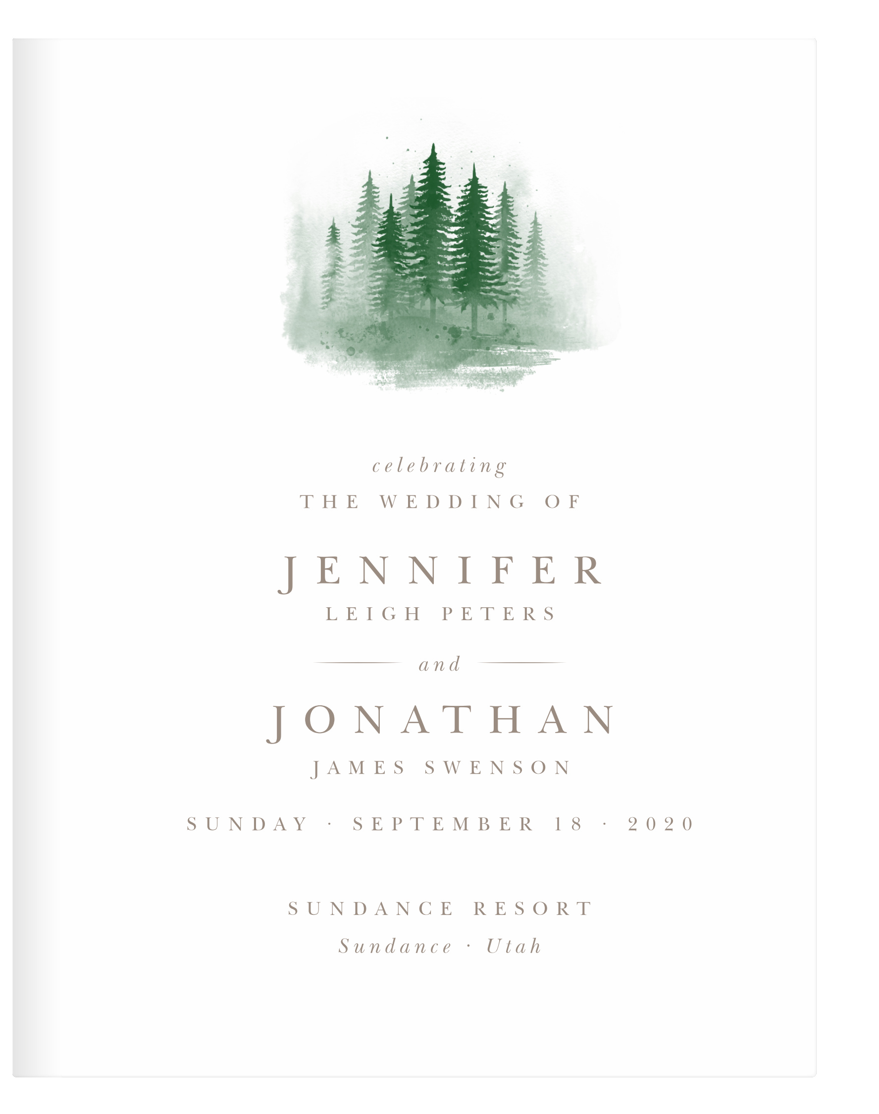 Watercolor Pines Guest Book