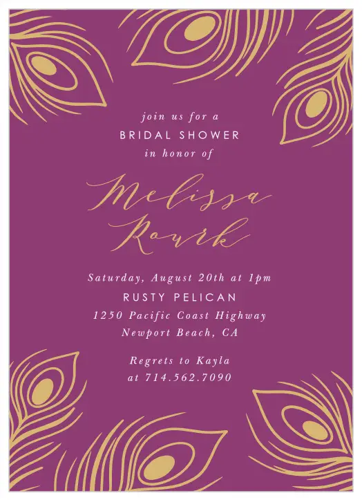 Our Illustrated Peacock Bridal Shower Invitations are elegant and perfect for any wedding shower! 