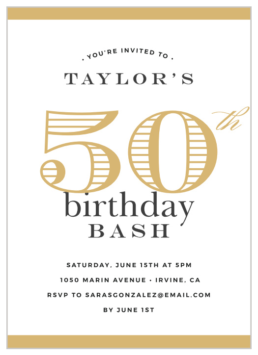 Spice up your birthday 50th celebration with our Big Bash Milestone Birthday Invitation! 