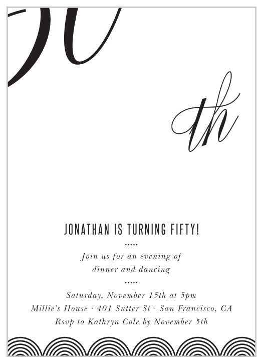 Gather your close friends and family together to celebrate your upcoming 50th and to make it a special day with our  Milestone Birthday Party Invitations.